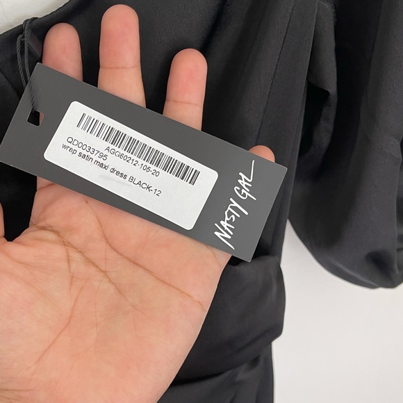 Nasty Gal Satin Short Sleeve Maxi Dress Sz 8 - Picture 4 of 8